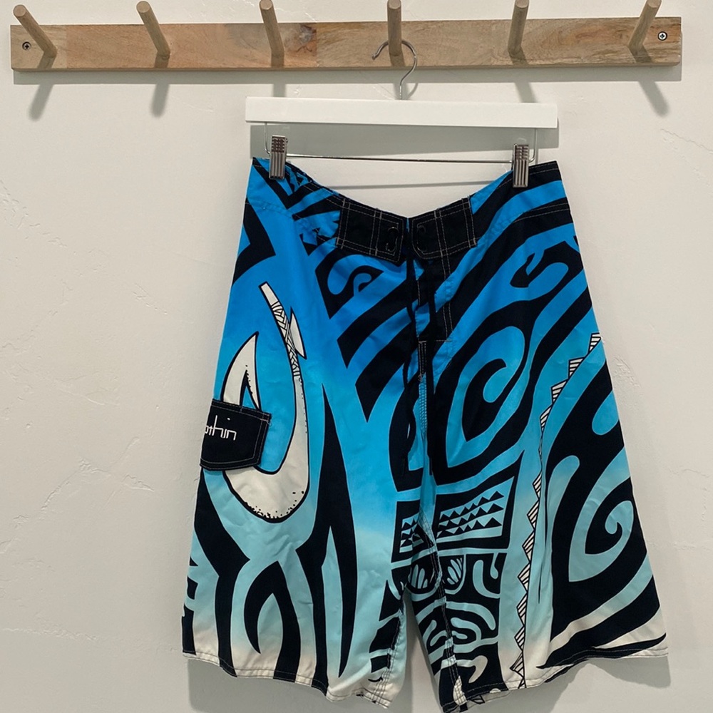 Clothin Blue Patterned Swimming Trunks